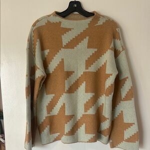 Camel and Beige Houndstooth Sweater